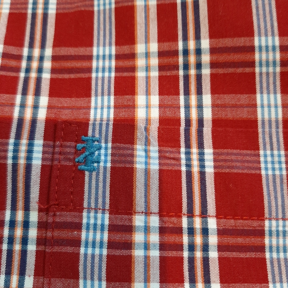 Izod Big Men's Red & White Plaid Long Sleeve Button Shirt - Picture 4 of 6